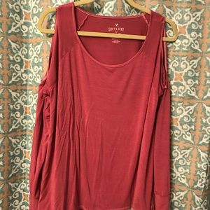 Cold shoulder Long Sleeve Tee Large